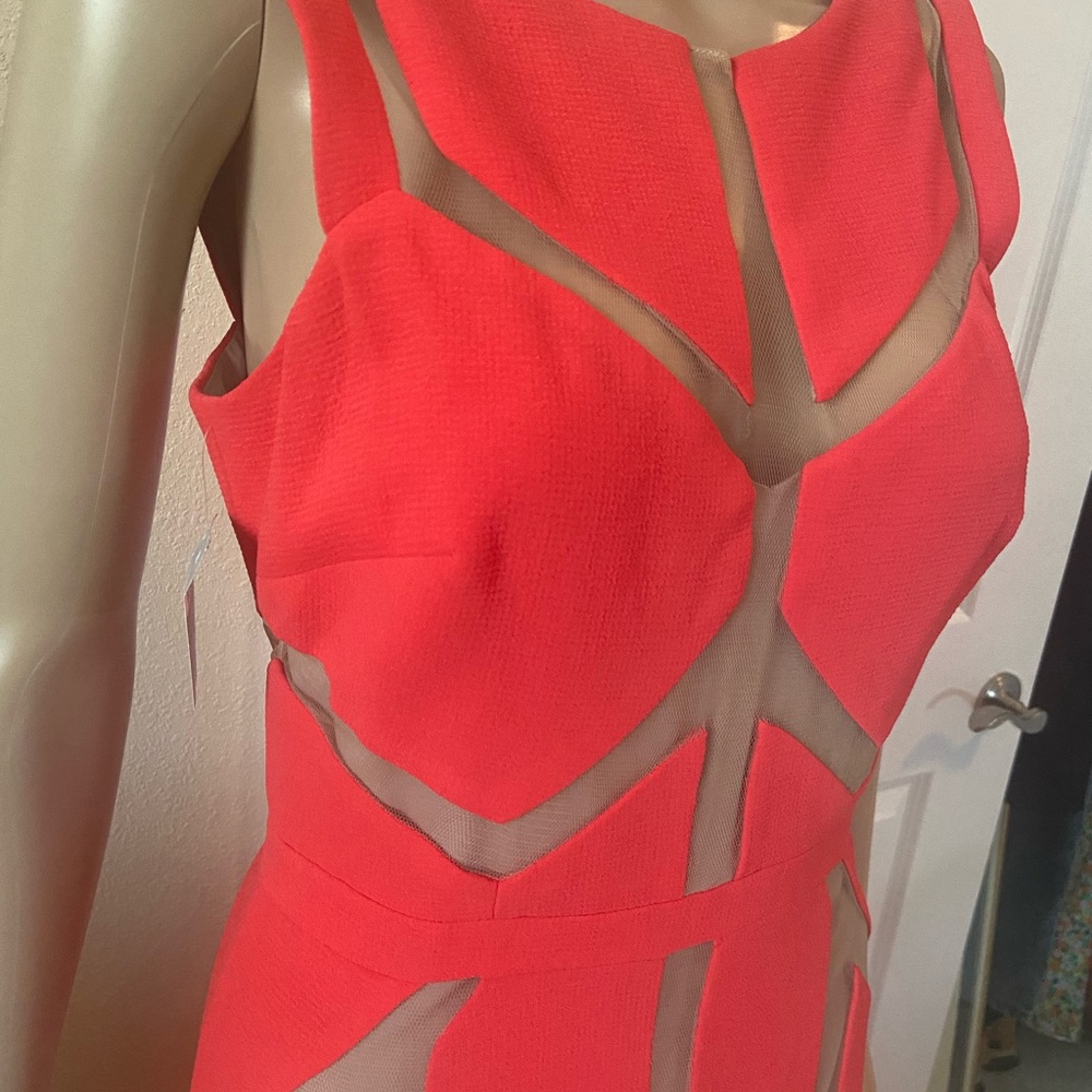 Elegant Coral Sleeveless Dress